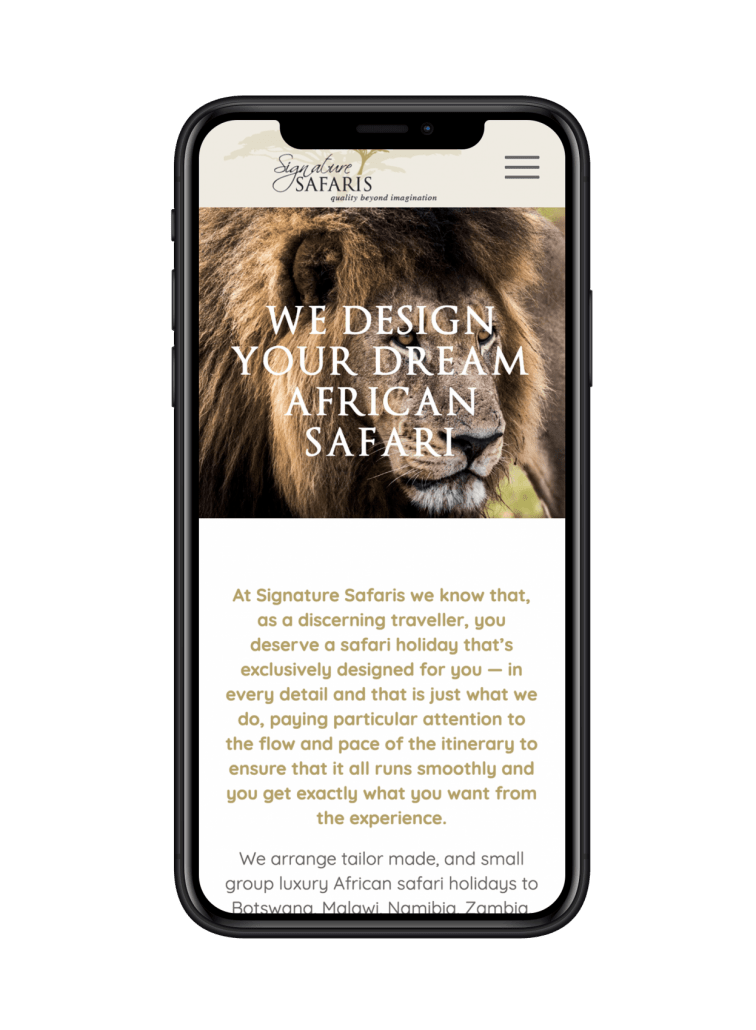 Signature safari website design on iPhone